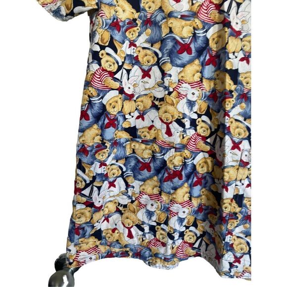 Cottonality Womens Multicolor Teddy Bears Print V-Neck Short Sleeve Scrub Medium - Picture 4 of 12